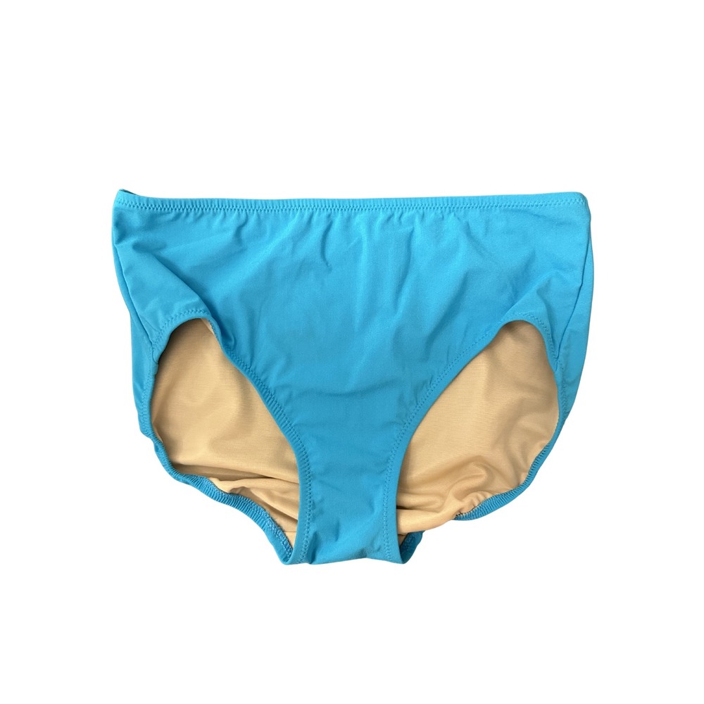 Turquoise Blue High Cut Bikini Bottoms Mid Rise Swimwear Lined Solid Minimalist